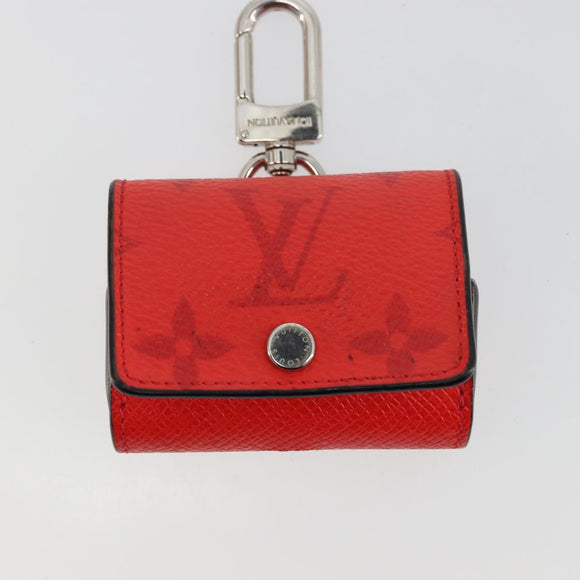 LOUIS VUITTON Tiger Lama Monogram Earphone Pouch Red M77284 LV Auth 177172A