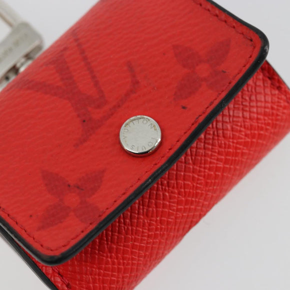 LOUIS VUITTON Tiger Lama Monogram Earphone Pouch Red M77284 LV Auth 177172A