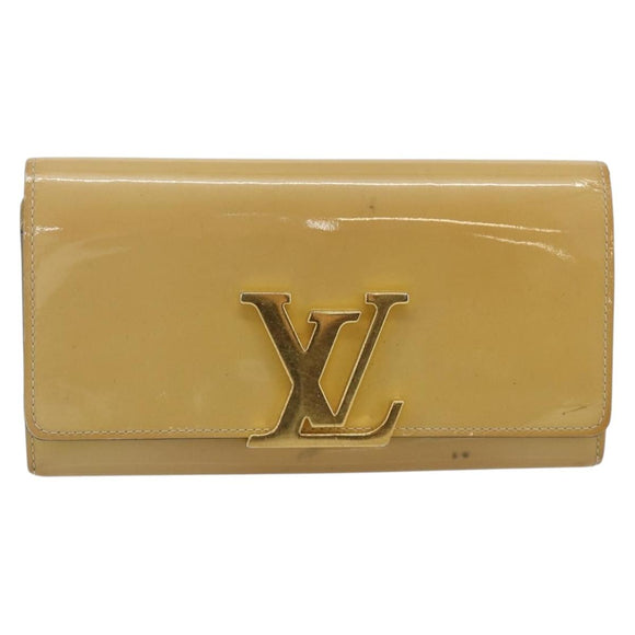 LOUIS VUITTON Vernis Portefeuille Louise Wallet Beige Dunne M61318 Auth 177174