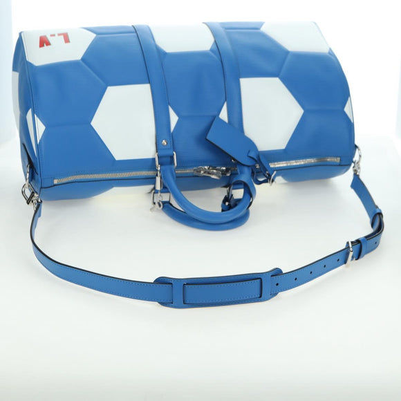 LOUIS VUITTON Epi 2018 FIFA Keepall Bandouliere 50 Bag Blue M52120 Auth 177176SM