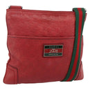 GUCCI GG Canvas Guccissima WebSherry Line Bag Leather Red 193715 Auth 177192A-1