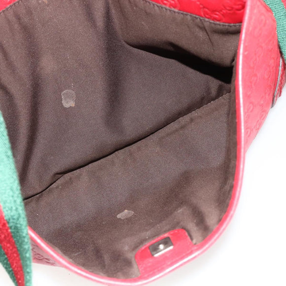 GUCCI GG Canvas Guccissima WebSherry Line Bag Leather Red 193715 Auth 177192A
