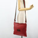 GUCCI GG Canvas Guccissima WebSherry Line Bag Leather Red 193715 Auth 177192A-24