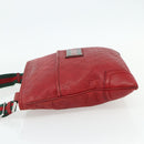 GUCCI GG Canvas Guccissima WebSherry Line Bag Leather Red 193715 Auth 177192A-4