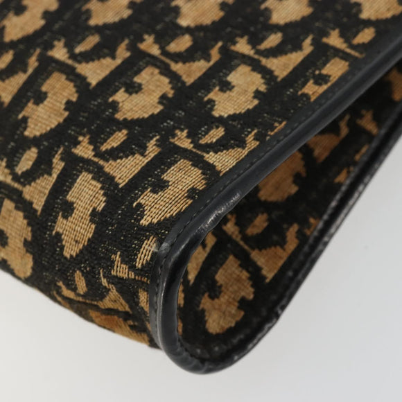 Christian Dior Trotter Canvas Shoulder Bag Navy Gold Auth 177193A