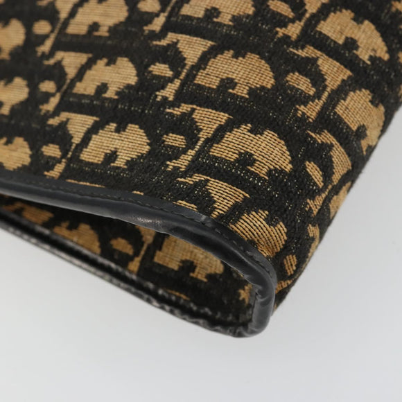 Christian Dior Trotter Canvas Shoulder Bag Navy Gold Auth 177193A