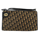 Christian Dior Trotter Canvas Shoulder Bag Navy Gold Auth 177193A-2