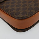 CELINE Macadam Canvas Horse Carriage Bag PVC Leather Brown Gold Auth 177195A-14