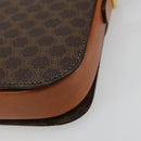 CELINE Macadam Canvas Horse Carriage Bag PVC Leather Brown Gold Auth 177195A-15