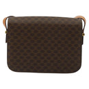 CELINE Macadam Canvas Horse Carriage Bag PVC Leather Brown Gold Auth 177195A-2