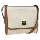 CELINE Macadam Canvas Shoulder Bag PVC Leather White Gold Auth 177197-1