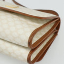 CELINE Macadam Canvas Shoulder Bag PVC Leather White Gold Auth 177197-9