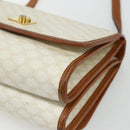 CELINE Macadam Canvas Shoulder Bag PVC Leather White Gold Auth 177197-15