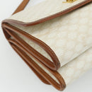 CELINE Macadam Canvas Shoulder Bag PVC Leather White Gold Auth 177197-16