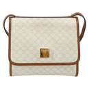 CELINE Macadam Canvas Shoulder Bag PVC Leather White Gold Auth 177197-13