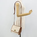 CELINE Macadam Canvas Shoulder Bag PVC Leather White Gold Auth 177197-22