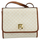 CELINE Macadam Canvas Shoulder Bag PVC Leather White Gold Auth 177197-2