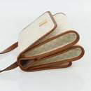 CELINE Macadam Canvas Shoulder Bag PVC Leather White Gold Auth 177197-3
