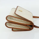 CELINE Macadam Canvas Shoulder Bag PVC Leather White Gold Auth 177197-4