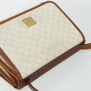 CELINE Macadam Canvas Shoulder Bag PVC Leather White Gold Auth 177197-6