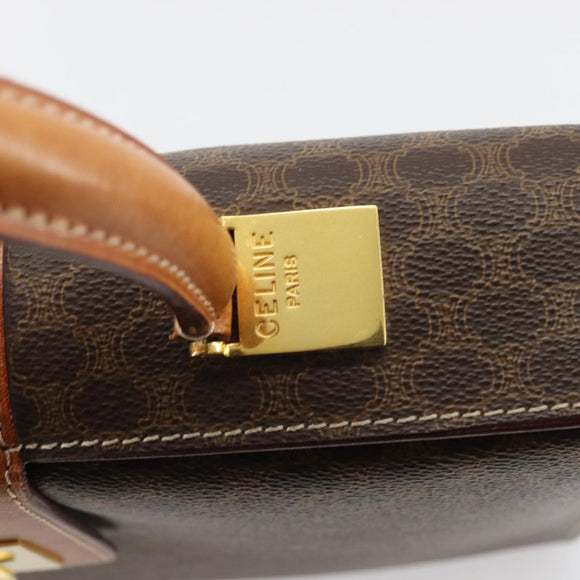 CELINE Macadam Canvas Hand Bag PVC Leather Brown Gold Auth 177206A