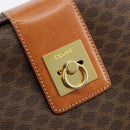 CELINE Macadam Canvas Hand Bag PVC Leather Brown Gold Auth 177206A-15