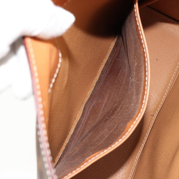 CELINE Macadam Canvas Hand Bag PVC Leather Brown Gold Auth 177206A