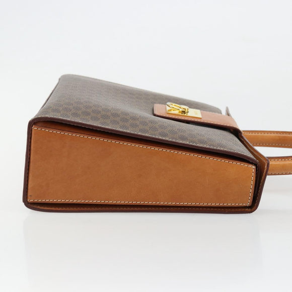 CELINE Macadam Canvas Hand Bag PVC Leather Brown Gold Auth 177206A