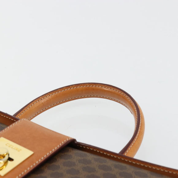 CELINE Macadam Canvas Hand Bag PVC Leather Brown Gold Auth 177206A