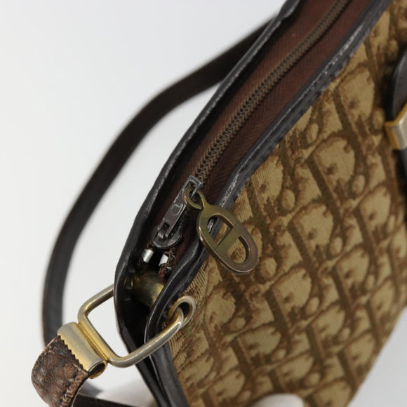Christian Dior Trotter Canvas Umhängetasche Beige Gold Auth 177208
