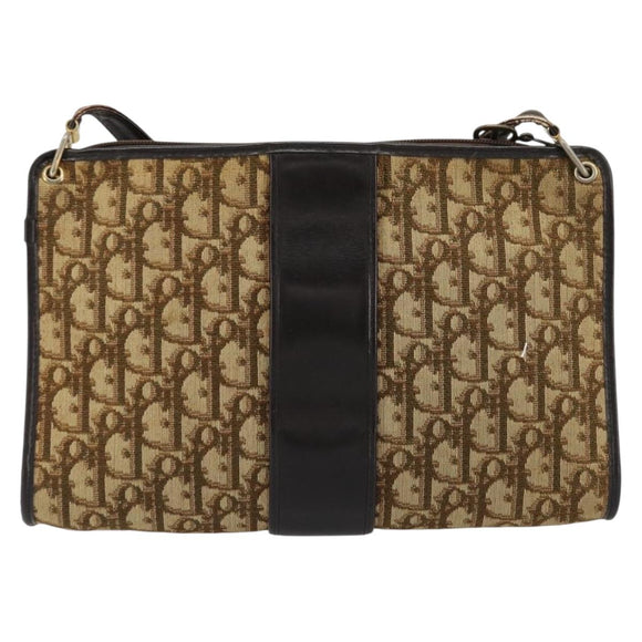 Christian Dior Trotter Canvas Umhängetasche Beige Gold Auth 177208