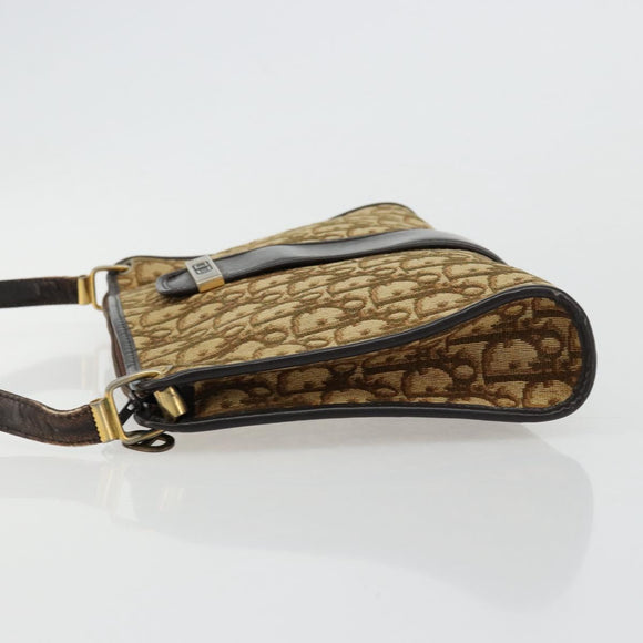 Christian Dior Trotter Canvas Umhängetasche Beige Gold Auth 177208