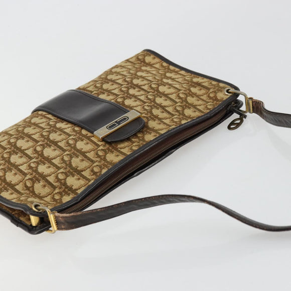 Christian Dior Trotter Canvas Umhängetasche Beige Gold Auth 177208
