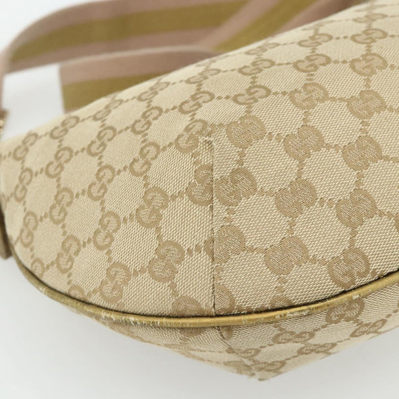 GUCCI GG Canvas Sherry Line Shoulder Bag Beige Gold 181092 Auth 177211A