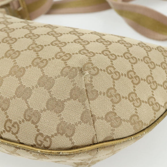 GUCCI GG Canvas Sherry Line Shoulder Bag Beige Gold 181092 Auth 177211A