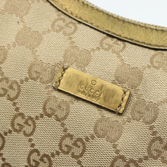 GUCCI GG Canvas Sherry Line Shoulder Bag Beige Gold 181092 Auth 177211A
