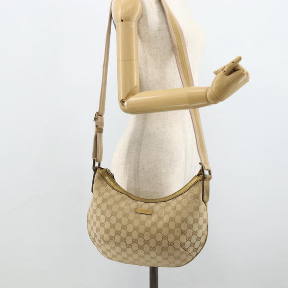 GUCCI GG Canvas Sherry Line Shoulder Bag Beige Gold 181092 Auth 177211A