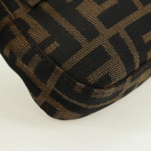 FENDI Zucca Canvas Mamma Baguette Shoulder Bag Black Brown Auth 177212SAV