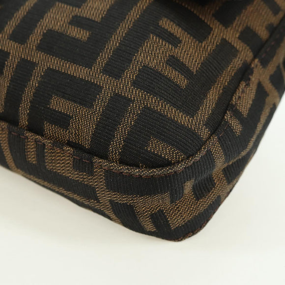 FENDI Zucca Canvas Mamma Baguette Shoulder Bag Black Brown Auth 177212SAV