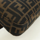 FENDI Zucca Canvas Mamma Baguette Shoulder Bag Black Brown Auth 177212SAV-17