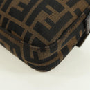 FENDI Zucca Canvas Mamma Baguette Shoulder Bag Black Brown Auth 177212SAV-18