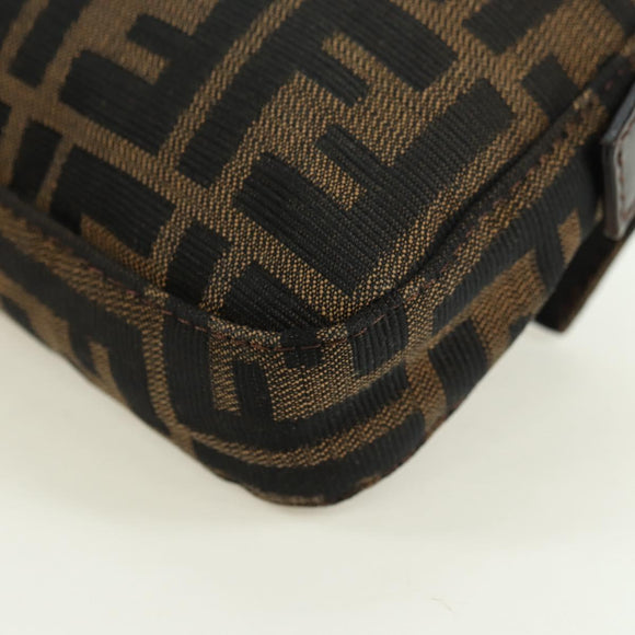 FENDI Zucca Canvas Mamma Baguette Shoulder Bag Black Brown Auth 177212SAV