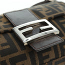 FENDI Zucca Canvas Mamma Baguette Shoulder Bag Black Brown Auth 177212SAV-19