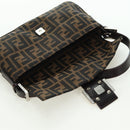 FENDI Zucca Canvas Mamma Baguette Shoulder Bag Black Brown Auth 177212SAV-20