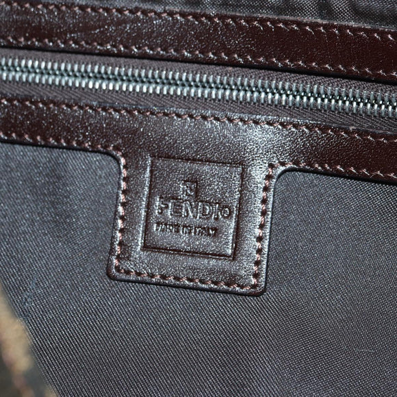 FENDI Zucca Canvas Mamma Baguette Shoulder Bag Black Brown Auth 177212SAV