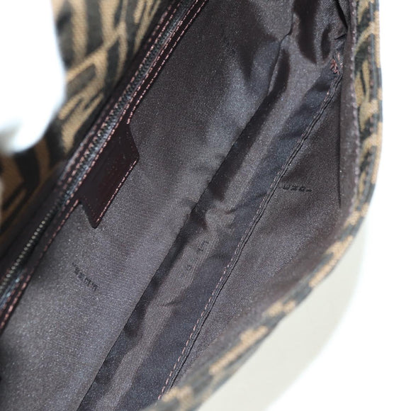 FENDI Zucca Canvas Mamma Baguette Shoulder Bag Black Brown Auth 177212SAV
