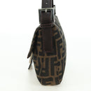 FENDI Zucca Canvas Mamma Baguette Shoulder Bag Black Brown Auth 177212SAV-3