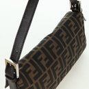 FENDI Zucca Canvas Mamma Baguette Shoulder Bag Black Brown Auth 177212SAV-6
