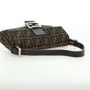 FENDI Zucca Canvas Mamma Baguette Shoulder Bag Black Brown Auth 177212SAV-7