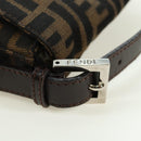 FENDI Zucca Canvas Mamma Baguette Shoulder Bag Black Brown Auth 177212SAV-8